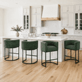 thumbnail image 6 of ClinQ Counter Height Bar Stool Set of 4, 26 in Fabric Upholstered Seat, Metal Legs for Indoor Dining Room and Kitchen Island, Green, 6 of 13