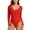003-Red, variant on Cassie Liz Bodysuits for Women Lace V Neck Long Sleeve Body Suit Women Fitted Smooth Tops