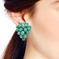 thumbnail image 3 of Trendy Green Turquoise Colored Crystals Clustered Grape Clip On Earrings, 3 of 5