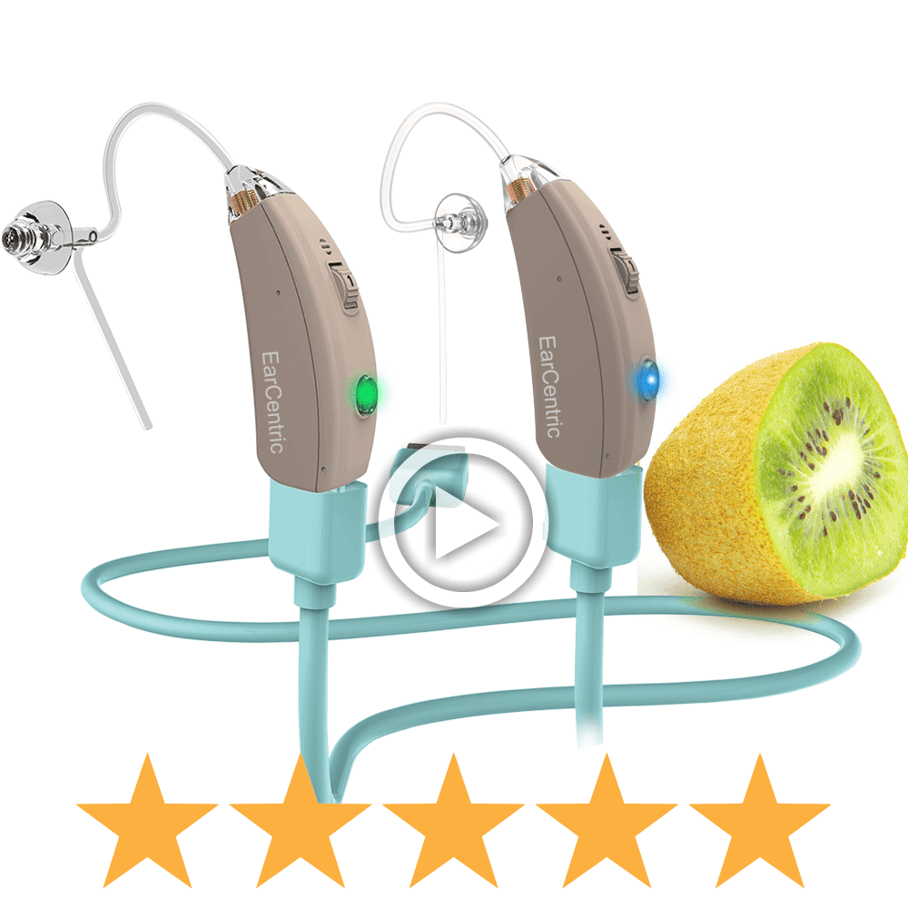 EarCentric EasyCharge-Pro Programmable Rechargeable Hearing Amplifier Aid | FDA approved Behind-the-Ear hearing aid assist personal amplifier nano size - Left Ear - Beige