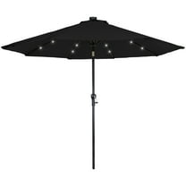 Northlight 9ft Solar Lighted Outdoor Patio Market Umbrella with Hand Crank and Tilt, Black
