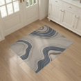 thumbnail image 3 of ODIKA 3'x5' Beige And Blue Abstract Waves Washable Accent Rug Modern Flowing Lines With Dynamic Curves By Design for Bedside, Nursery Room, Pet Friendly & Non-Shedding, 3 of 7
