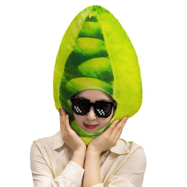 Capucha fotográfica con forma de fruta colorida y brillante, suave felpa, para la cabeza, con apertura para la cara, accesorio para fiesta de disfraces de celebridades de Internet