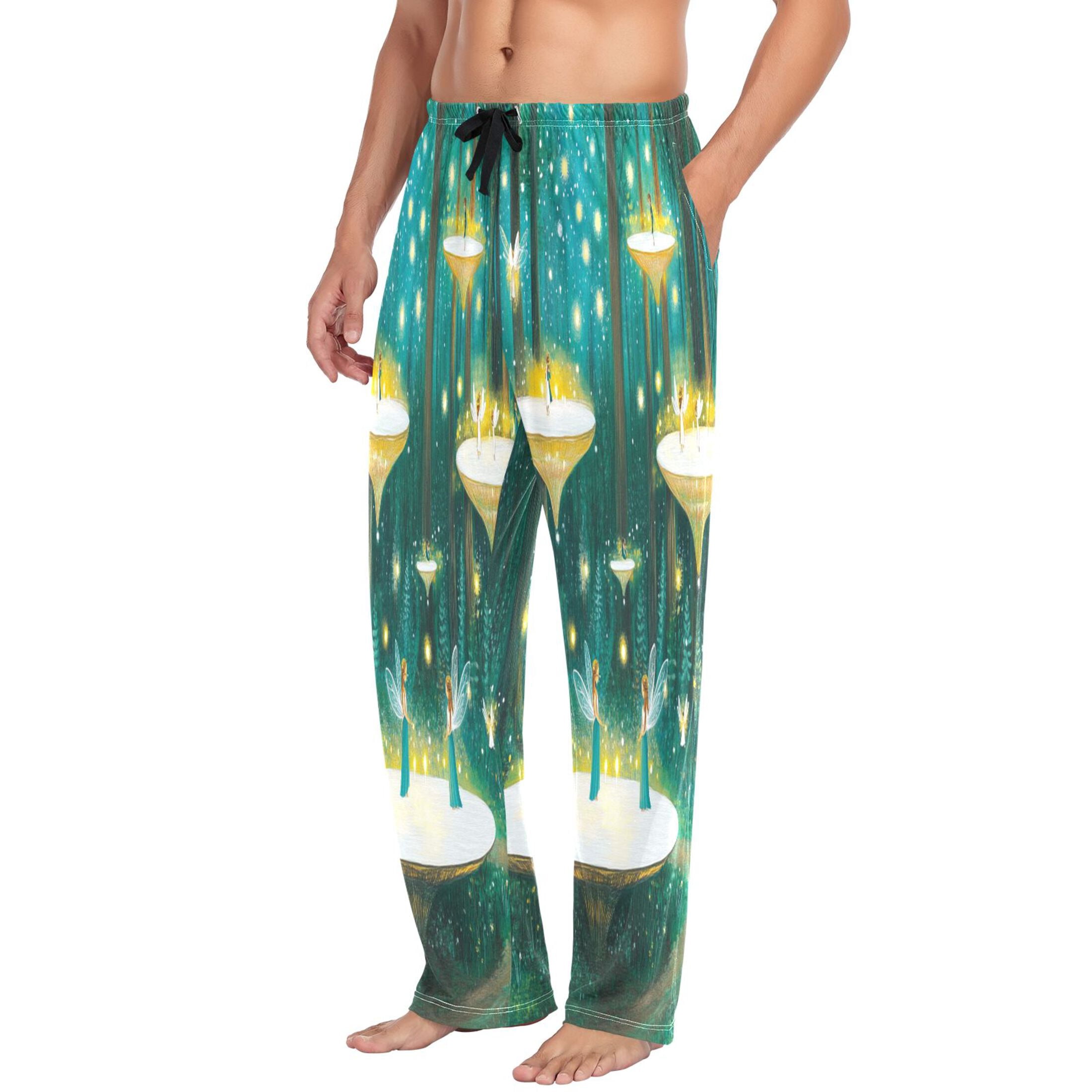 Elves in The Woods Mens Cotton Pajama Pants Long Staple Lightweight Sleep Bottoms with Pockets Breathable