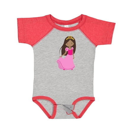 

Inktastic African American Princess Pink Dress Crown Girls Baby Bodysuit