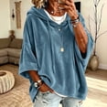 thumbnail image 3 of FAHUOMU Women's Pullover Hoodies Three Quarter Sleeve Drawstring Velour Tops Casual Loose Fit Warm Fall Winter Clothes, 3 of 9