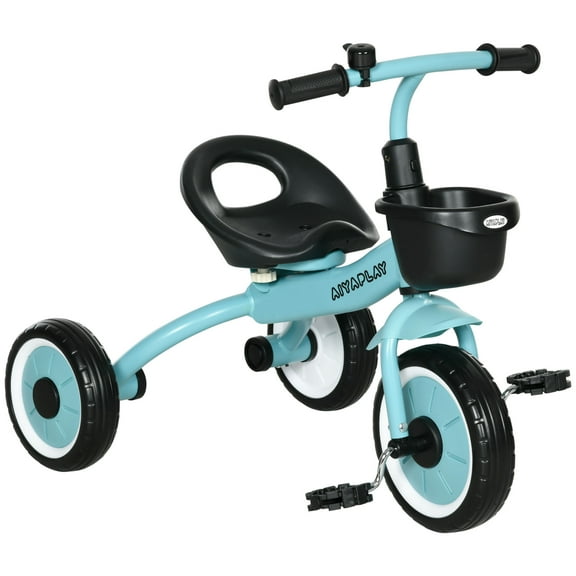 Kids Tricycle for Toddlers Age 2-5 with Adjustable Seat, Toddler Bike for Children with Basket, Bell, Handlebar Grips, Blue