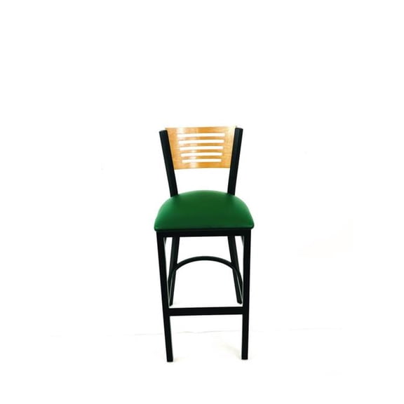 JMC Furniture JMCJRBBVGRND Jones River Series Barstool, Supports Up to 300 lbs, 28.5 in. Seat Height, Green Seat, Natural Back, Black Base