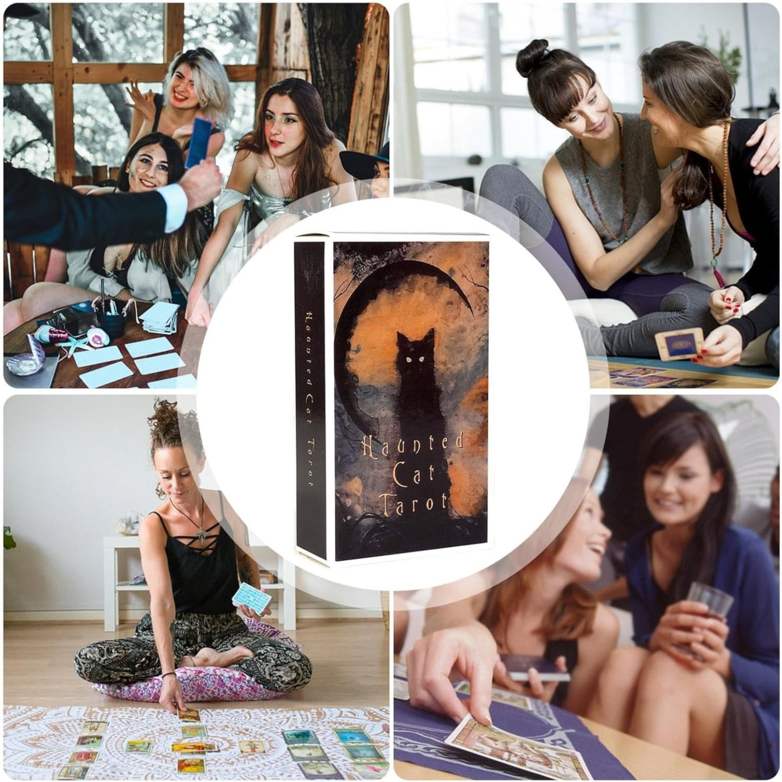 HUASHENG Cards Cat Tarot 78 Card Fortune Telling Board Game For Divination English Version Standard Tarot Witch Gathering