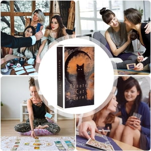 HUASHENG Cards Cat Tarot 78 Card Fortune Telling Board Game For Divination English Version Standard Tarot Witch Gathering