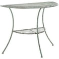 thumbnail image 3 of SAFAVIEH Genson Outdoor Patio Semi Circle End Table, Antique Green, 3 of 12