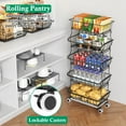thumbnail image 3 of 5 Tier Fruit Basket for Kitchen, Stackable Bins Wire Rack with Wheels, Fruit and Vegetable Storage Basket Pantry Food Snack Organizer Shelf, Kitchen Storage Cart for Onion and Potato, Produce, 3 of 9