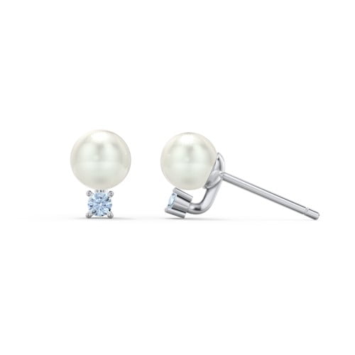 Freshwater Pearl with Birthstone Stud Earrings