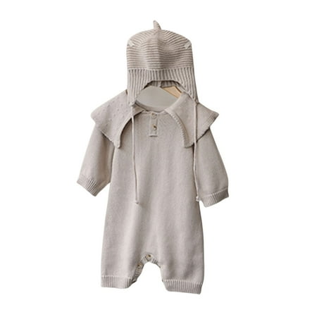 

ZHAGHMIN Baby Boy Winter Clothes 6-9 Months Baby Girls Boys Autumn Solid Cotton Long Sleeve Romper Jumpsuit Hat Clothes 3 Month Old Baby Must Haves Clothes For 18 Month Old Boy Baby Outfit Boy Long