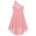 thumbnail image 4 of YONGHS Kids Girls One Shoulder Formal Gown High Low Hem Evening Dress Pink 10, 4 of 6