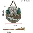 thumbnail image 2 of Wishrage Welcome Sign for Front Door Farmhouse Porch Décor Wooden Hanging Sign with Artificial Leaves and Rustic Beads 12" Round, 2 of 3