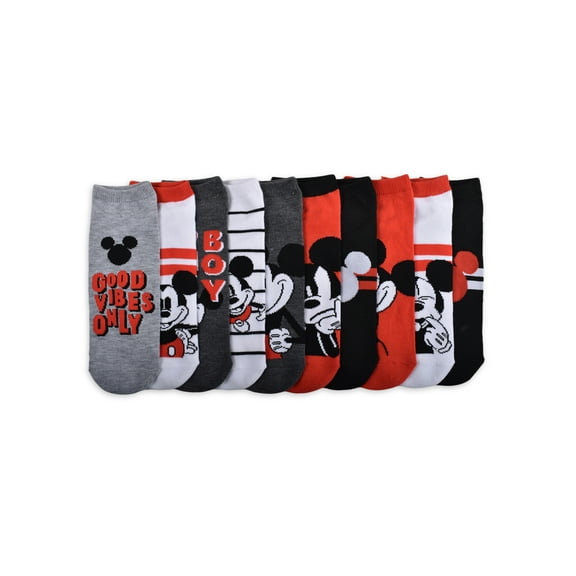 Disney Mickey Mouse Womens' 10-Pack Low-Cut Socks, Shoe Size 4-10