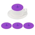 thumbnail image 1 of 3Pcs Tapas de Taza de Silicona, 3.94" Tapas Universales en Forma de Lágrima Reutilizables para Bebidas Calientes y Frías para Tazas de Té, Tazas de Café, Morado, 1 of 7