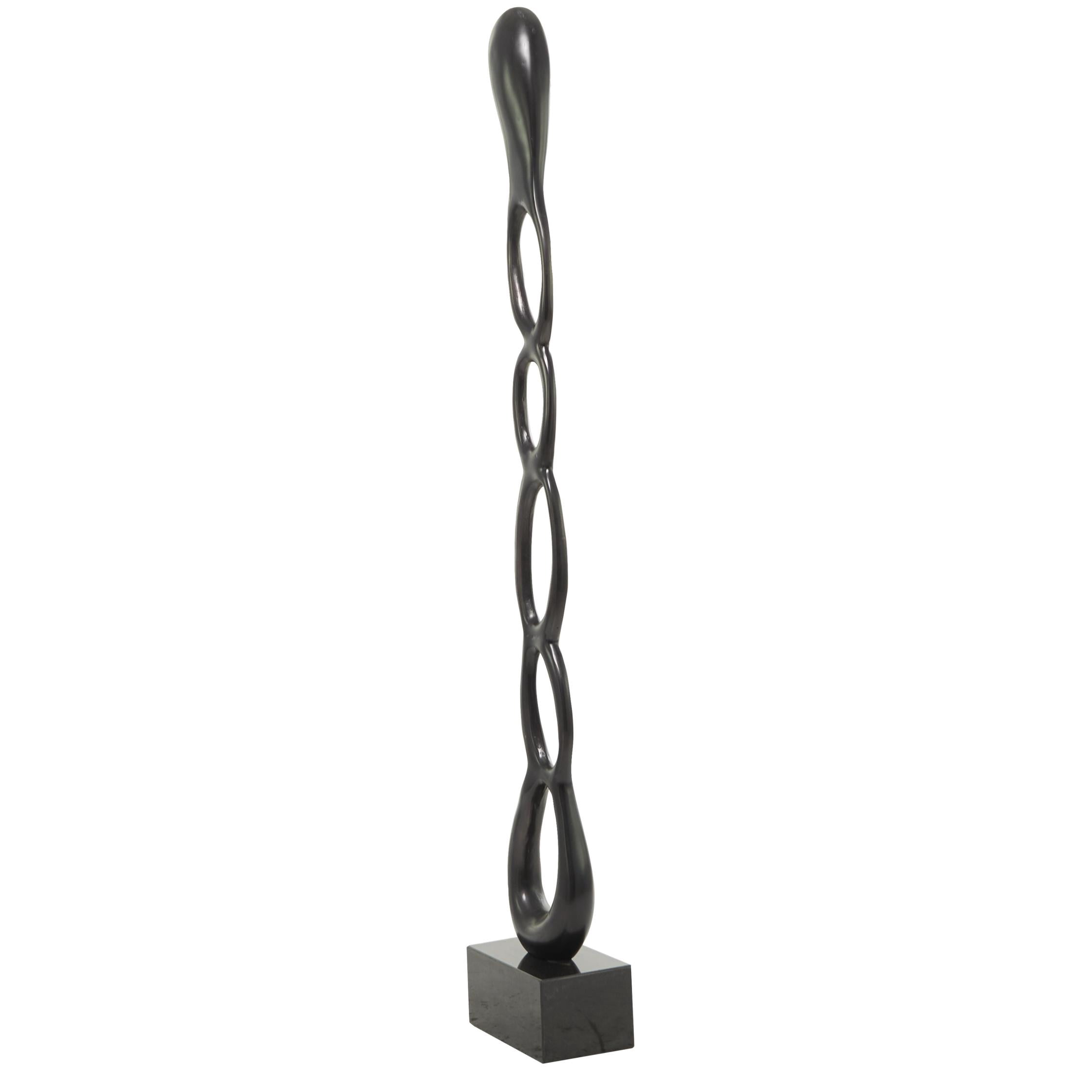 8" x 51" Black Aluminum Metal Tall Linked Floor Abstract Sculpture with Black Base, by DecMode