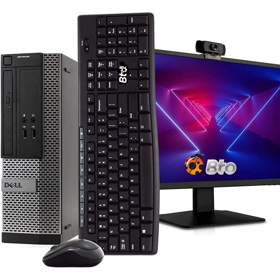 Restored Dell PC SFF Computer, Intel i5, 16GB RAM 512GB SSD, New Bto 23.6 inch FHD LED Monitor, New 1080p BTO Webcam, New 16GB Flash Drive, BTO Wireless Keyboard & Mouse, DVD, WiFi, Win 10 Pro (Refurbished)