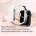 thumbnail image 3 of 45mm Compatible with Apple Watch Series 9/8/7 45mm Case Rhinestones with Built-in Glass Screen Protector Bumper Diamond iWatch Protective Cover for Women Girl,Black+Silver, 3 of 4