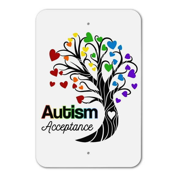 Autism Acceptance Tree of Life with Hearts Home Business Office Sign