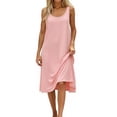 thumbnail image 2 of AHMOMEI Summer Dresses for Women Loose Casual Sleeveless Tank Dress Solid Color Crewneck House Dresses Beach Sundresses Light pink L, 2 of 5