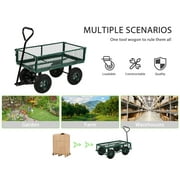 CL.HPAHKL Metal Garden Wagon Cart, Heavy Duty 400 Lbs Capacity Outdoor Garden Cart Beach Wagon with Wheels and Rotating Handle, Utility Wagon Cart for Beach Lawn Yard