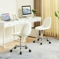 thumbnail image 6 of VECELO Home Office Chair, Height Adjustable Armless Computer Desk Chair with Wheels, Modern Ergonomic 360 Degree Swivel PU Leather Task/Vanity Chair, White, 6 of 10