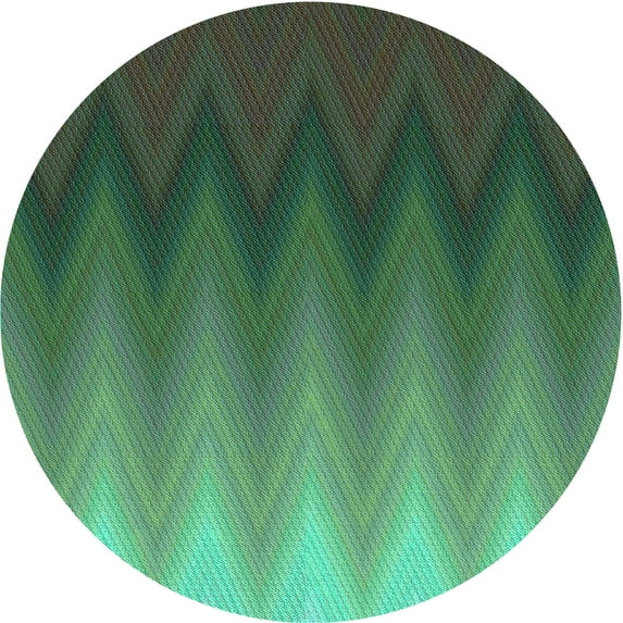 Ahgly Company Indoor Round Patterned Medium Forest Green Area Rugs, 5' Round