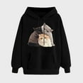 thumbnail image 2 of Lcziwo Cat Hoodie for Women Winter Warm Pullover Comfy Sweatshirts Long Sleeve Drawstring Casual Loose Tops with Pocket Black,M, 2 of 5