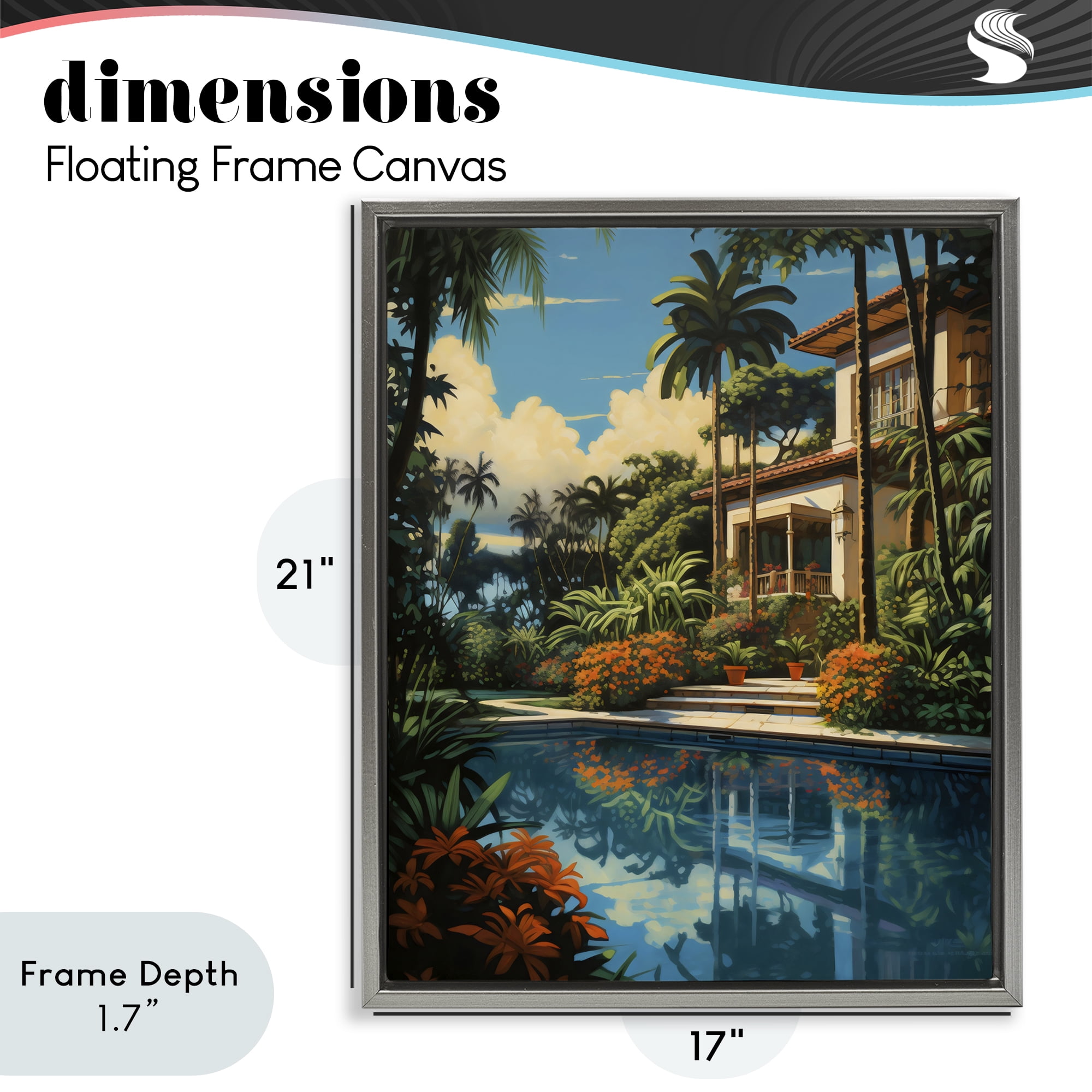 Stupell Industries Tropical Tranquility Villa Gray Framed Floater Canvas Wall Art, design by Creative Studio