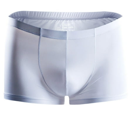 

3pcs Men Ice Silk Summer Breathable Thin Sexy Transparent Soft Boxershorts Underwear white L