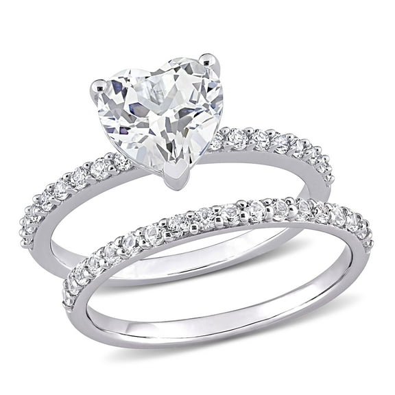 Everly Women's Created Sapphire 10k White Gold Bridal Set