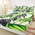 thumbnail image 3 of jejeloiu Tropical Botanical Theme Twin Sheet Sets,Monstera Leaf Twin Fitted Sheet,Green Beige Flat Sheet For Girls Boys,Super Cozy Room Decor,3-Piece, 3 of 7