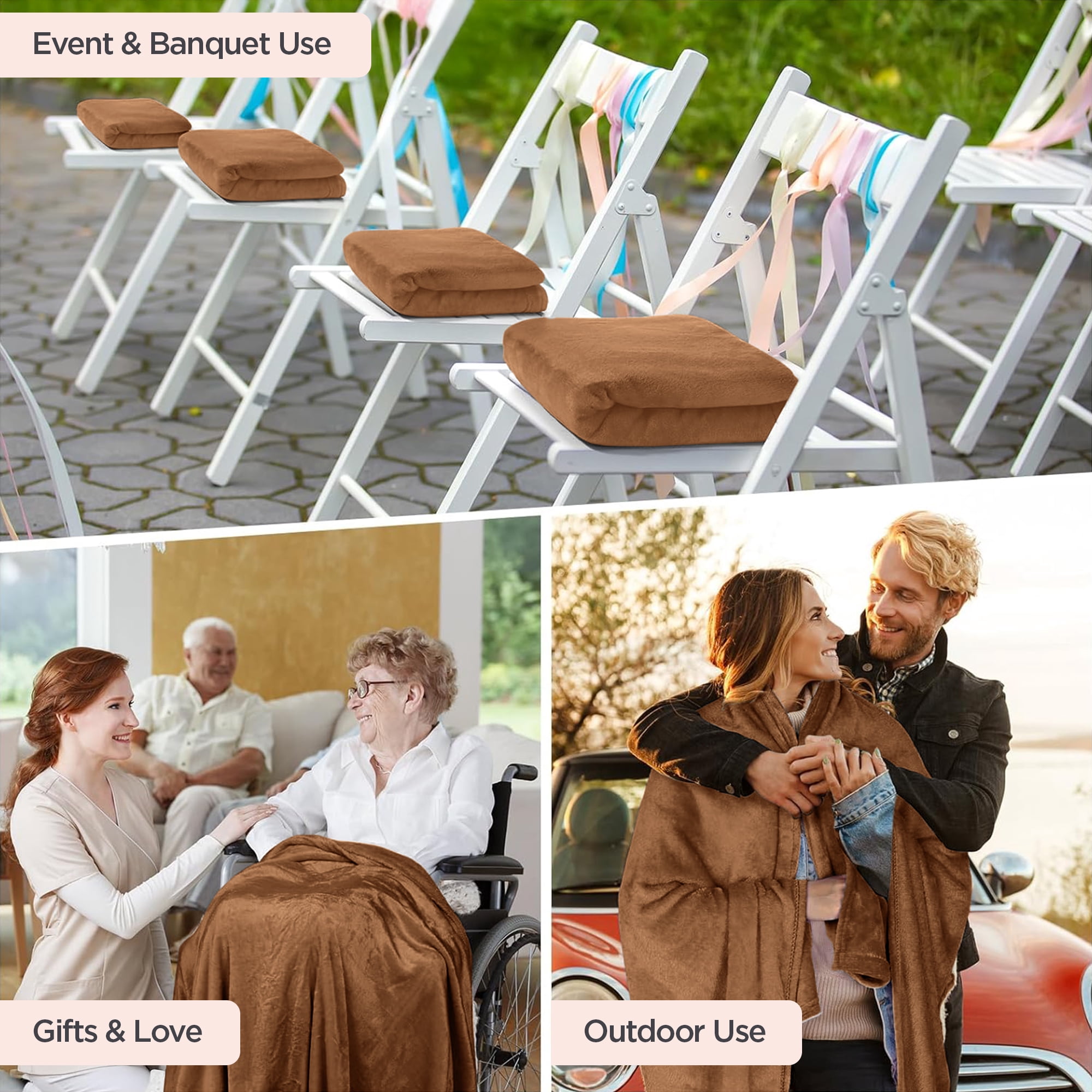 Moonlight20015 Wholesale Fleece Queen Blankets 10-Packs All-Season Soft Plush Throw for Charity, Shelter, & Home Washable, Lightweight & Cozy Camel (90"x90")