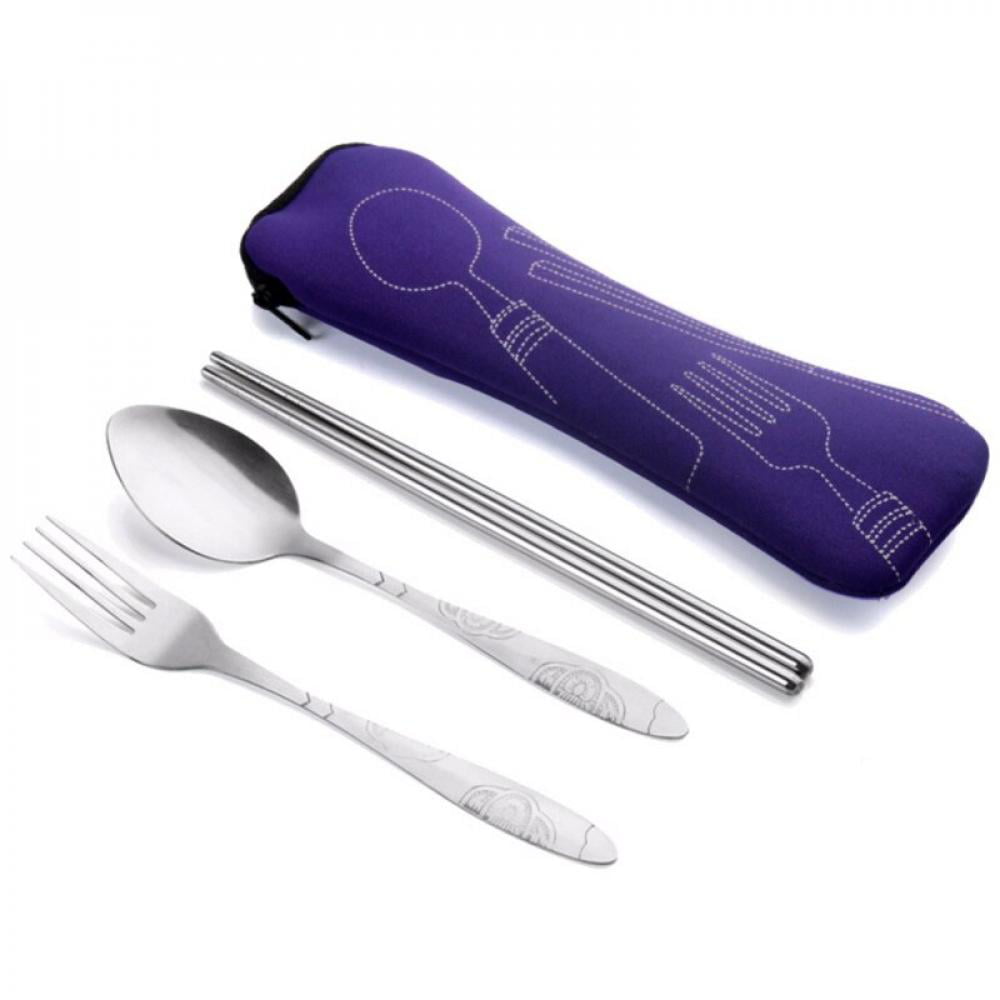 5x/Set Portable Stainless Steel Dinnerware Set  Picnic Tableware Cutlery Set 
