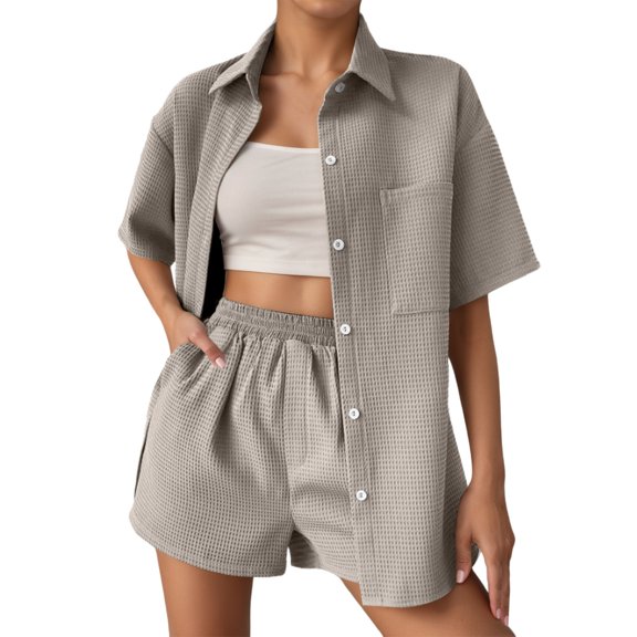Women's Casual Shorts Set Comfortable Loose Fit Breathable Summer Outfits Stylish Two Piece Outfits For Home And Travel
