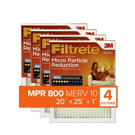 

Filtrete 20x25x1 MERV 10 Micro Particle Reduction HVAC Furnace Air Filter 800 MPR 4 Filters