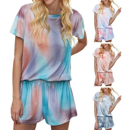 

Womens Short Sleeve Pajamas Set 2 Piece Nightwear Sleepwear Set