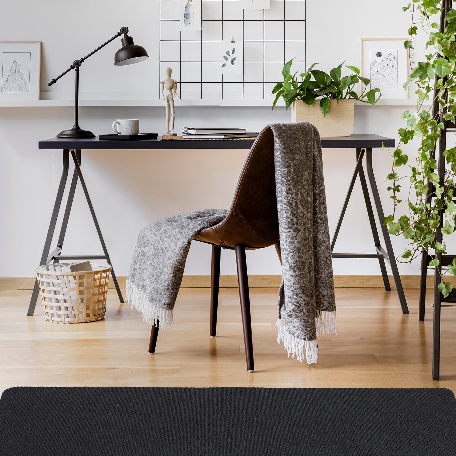 Unique Bargains 55" x 35" Office Chair Mat for Floors Multi-Purpose Desk Mat Black