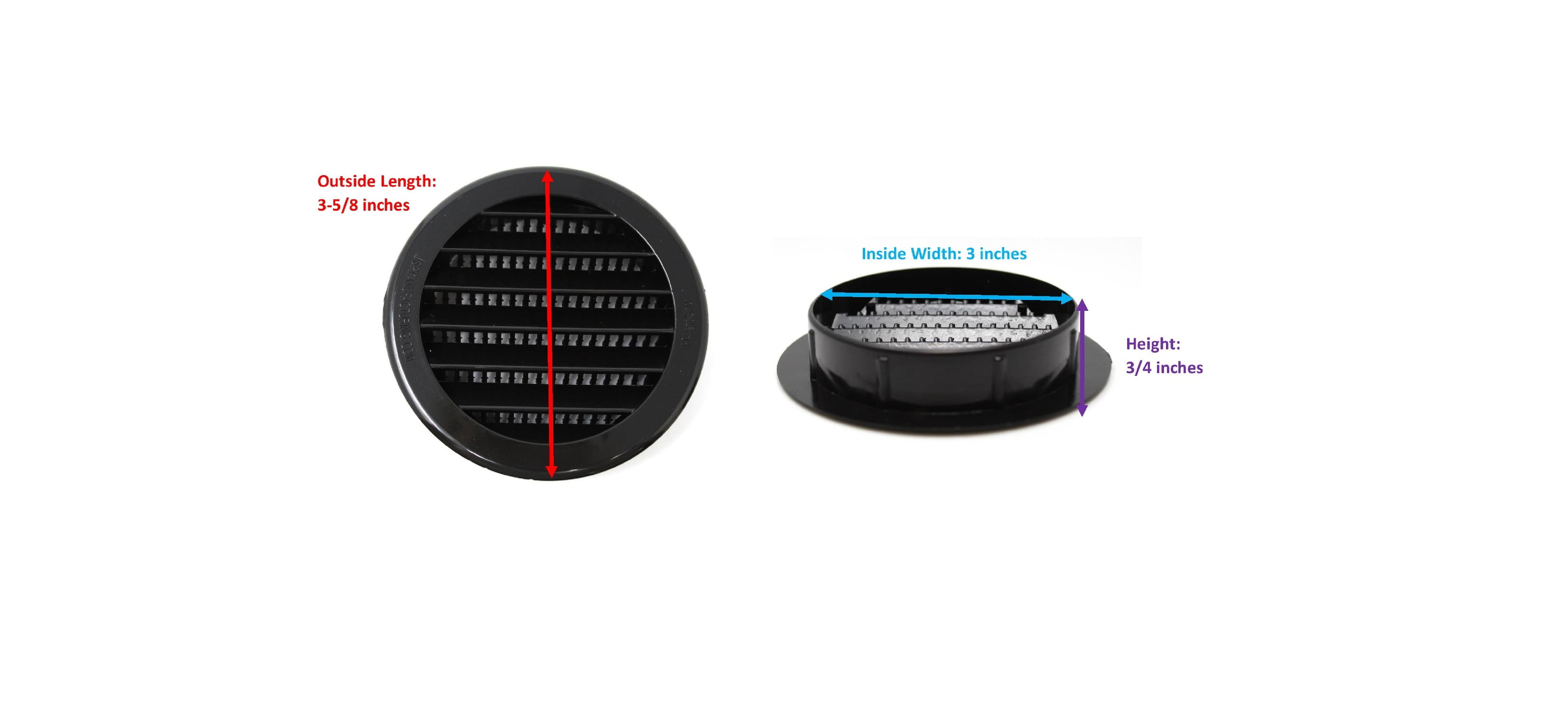 8 Pack 3" White Round Plastic Louver Soffit Air Vent