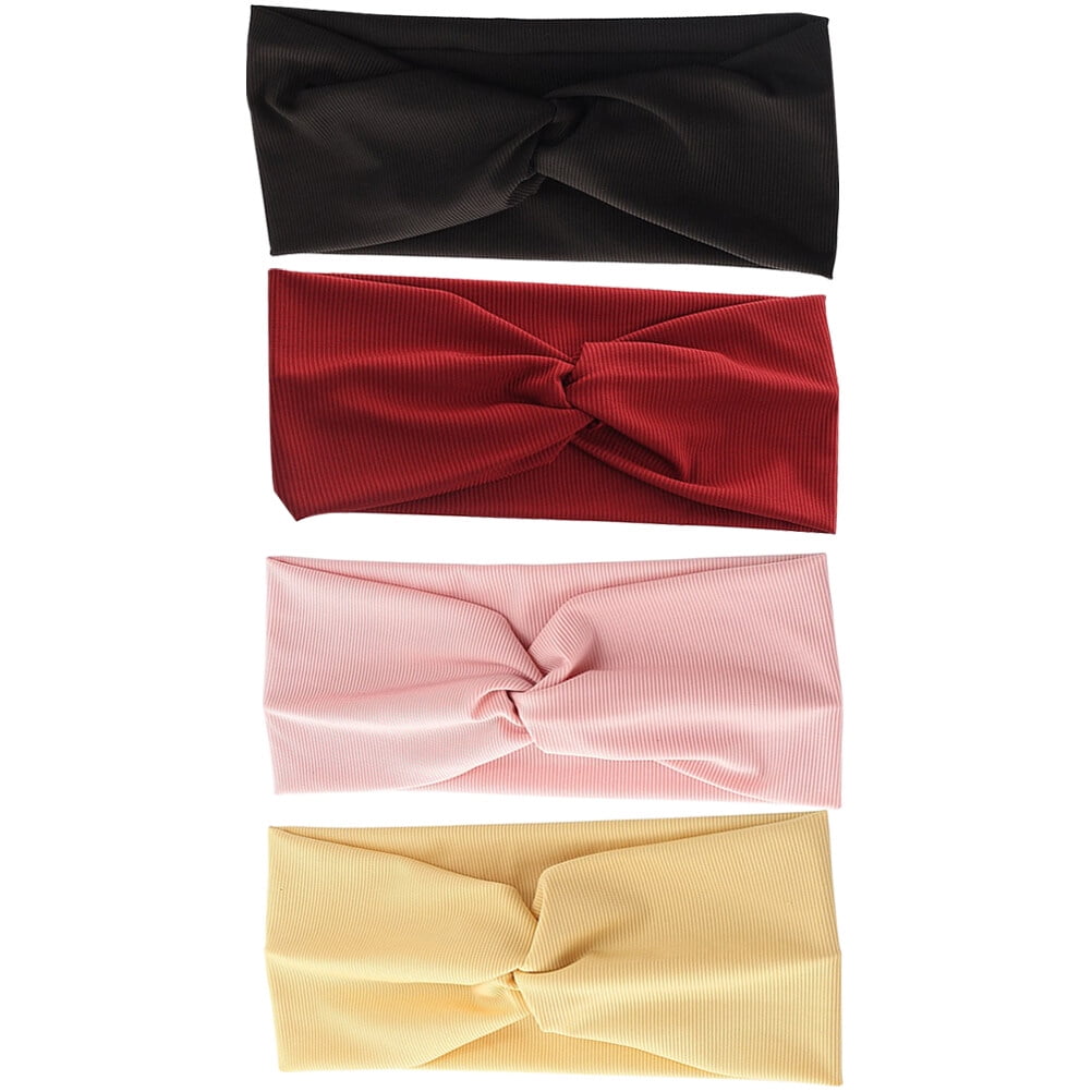 4pcs Knotted Hair Bands Girls Fabric Turban Headwrap Women Wide