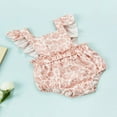 thumbnail image 2 of Summer Baby Girls Romper Shell Print Ruffle Flying Sleeve Back Bandage Snap Crotch Bodysuit Pink Shell 6-12 Months, 2 of 8