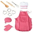 thumbnail image 1 of FELTECHELECTR Juego de chef completo de 11 piezas para niños, juego de cocina con gorro de chef, delantal, guante de cocina y utensilios para cocinar., 1 of 6