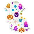 thumbnail image 4 of Gunia Little Girl Halloween Pajamas 2 Piece Button Up Short Sleeve Tops With Shorts Nightwear Pjs Sleepwear White 5-6 Years, 4 of 5