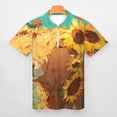 thumbnail image 3 of Highland Cow with Sunflowers Men Zipper T-shirt Summer Casual Short Sleeve T-shirt Top, 3 of 7
