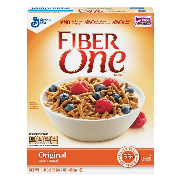(2 Pack) Fiber One Cereal, Original Bran, Whole Grain Cereal, 16.2 oz