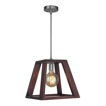 Woodbridge Lighting Walden Wood Mini Pendant with G125 Bulb in Satin Nickel