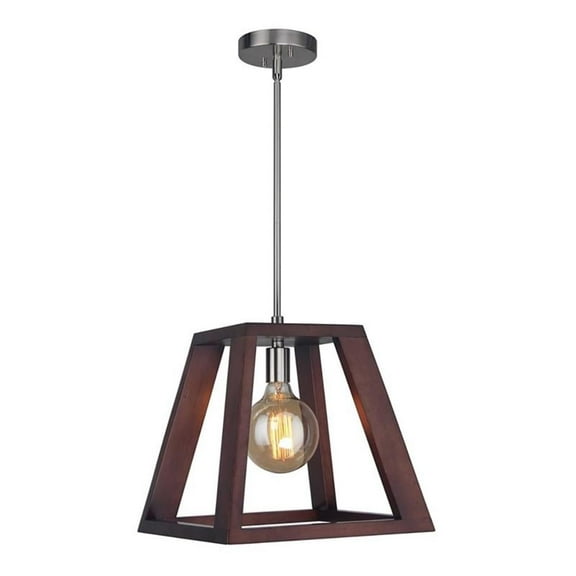 Woodbridge Lighting Walden Wood Mini Pendant with G125 Bulb in Satin Nickel